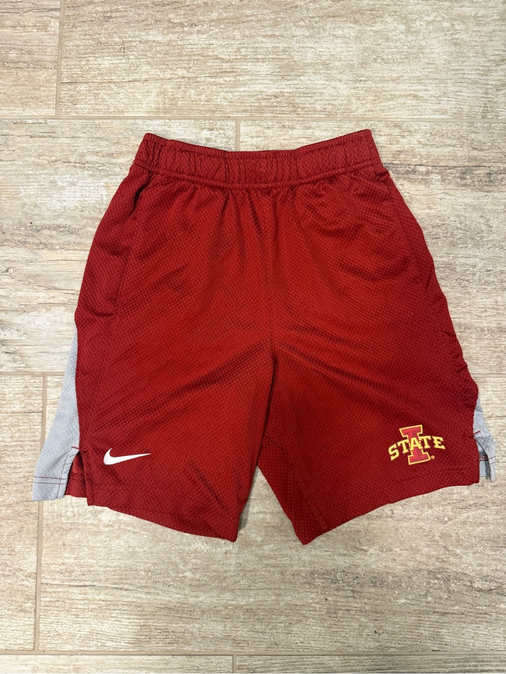 Nike Red Iowa State Mesh Athletic Shorts with White Swoosh